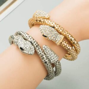 Rhinestone Serpent Wrap Bracelet (Gold & Silver)