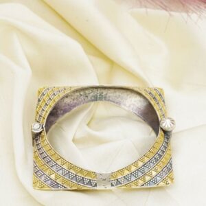 Textured Dual-Tone Square Bangle