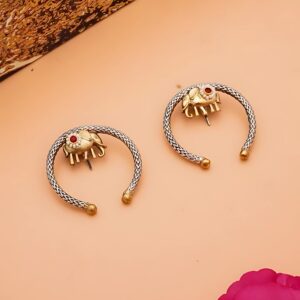 Dual-Tone Elephant Stud Earrings