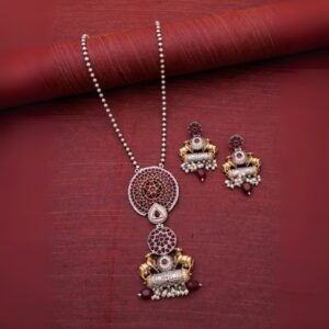 Monalisa Stone & Dual-Tone Necklace Set