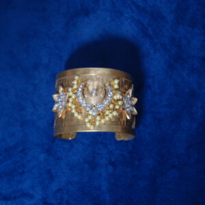 Gold Plated Handcuff with Pachi Kundan and Silver Stones