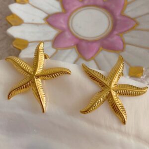 Gold Anti-Tarnish Starfish Statement Earring