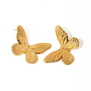 Oversized Gold Anti-Tarnish Butterfly Stud Earrings