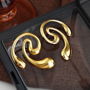 Gold Anti-Tarnish Abstract Wave Earrings