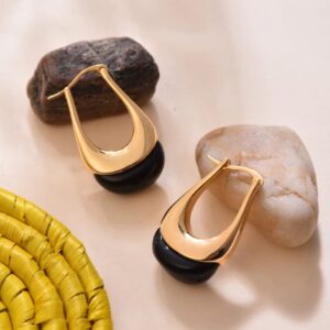 Gold Anti-Tarnish Huggie Hoops with Colored Stone Drops