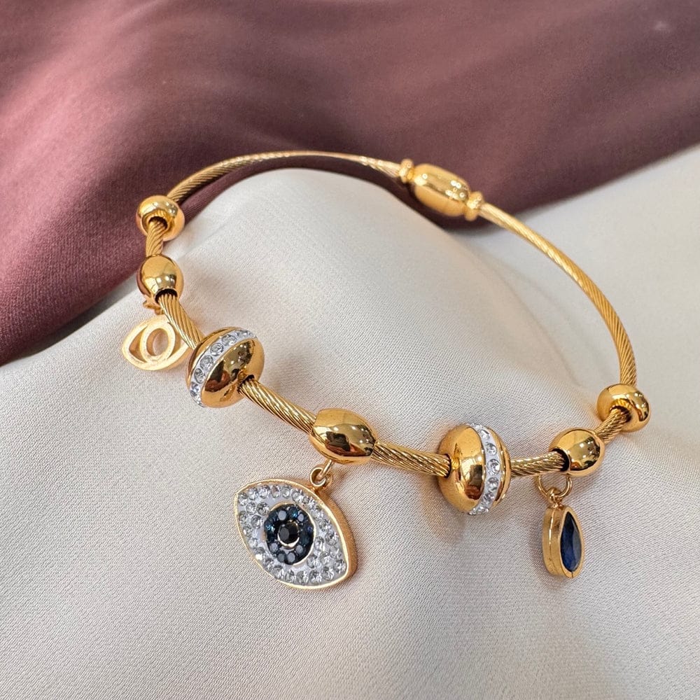 Gold Evil Eye Charm Bracelet - Image 3