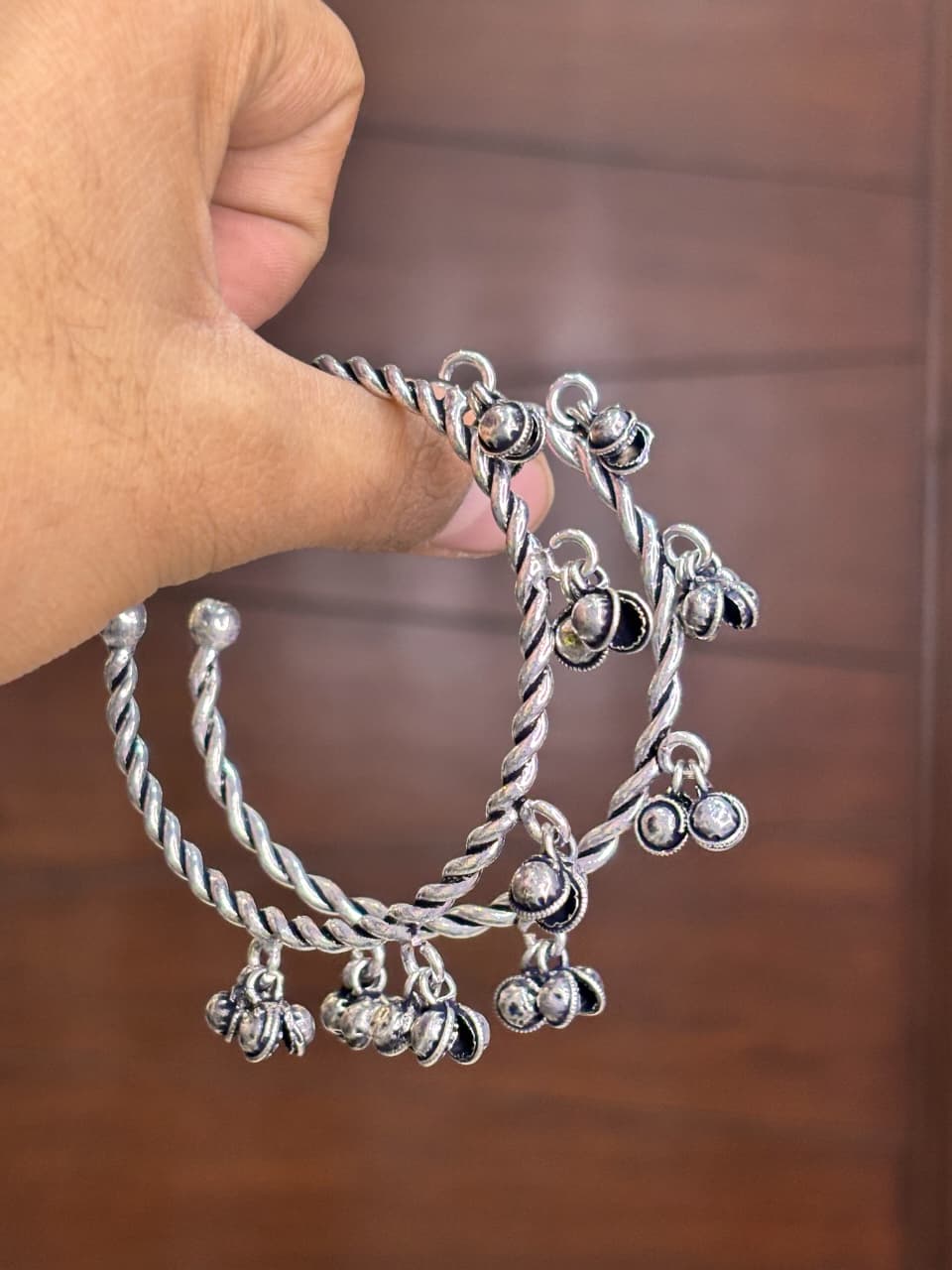 Premium Replica Twisted Ghungroo Open Bangle - Image 2