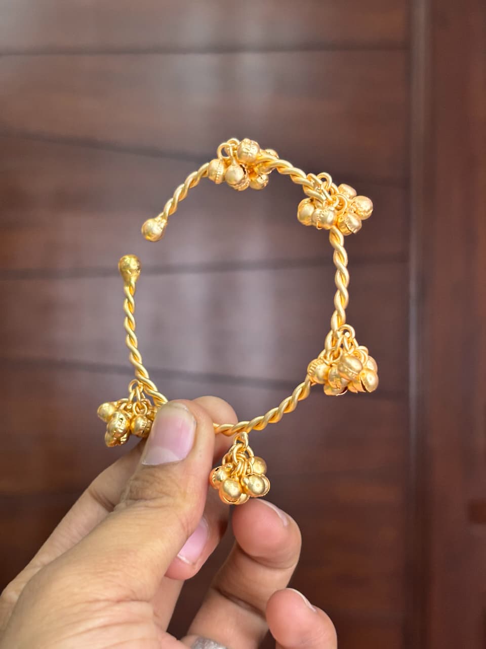 Premium Replica Twisted Ghungroo Open Bangle - Image 3