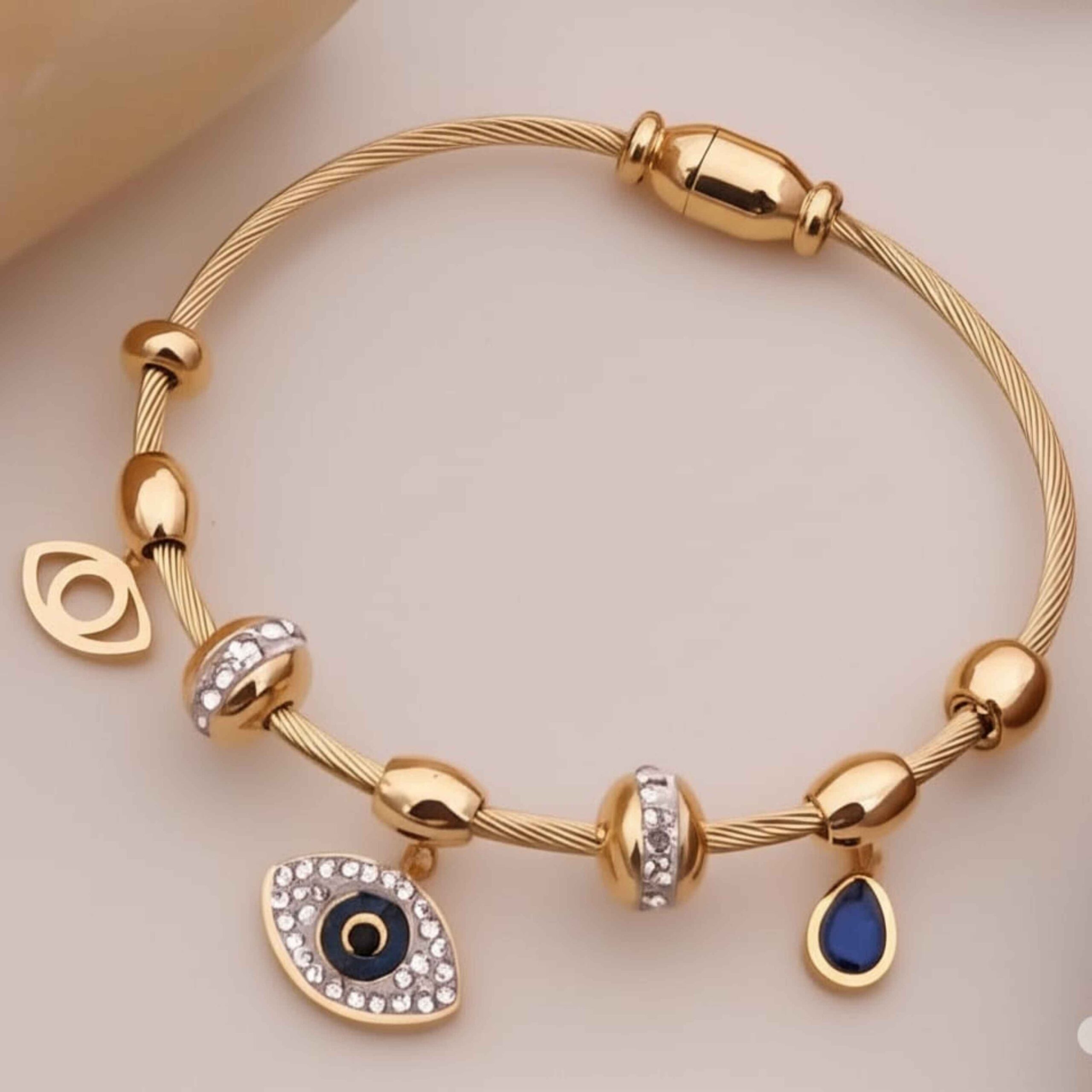 Gold Evil Eye Charm Bracelet