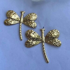 Gold Anti-Tarnish Textured Dragonfly Earrings
