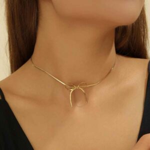 Luxe Bow Snake Chain Necklace