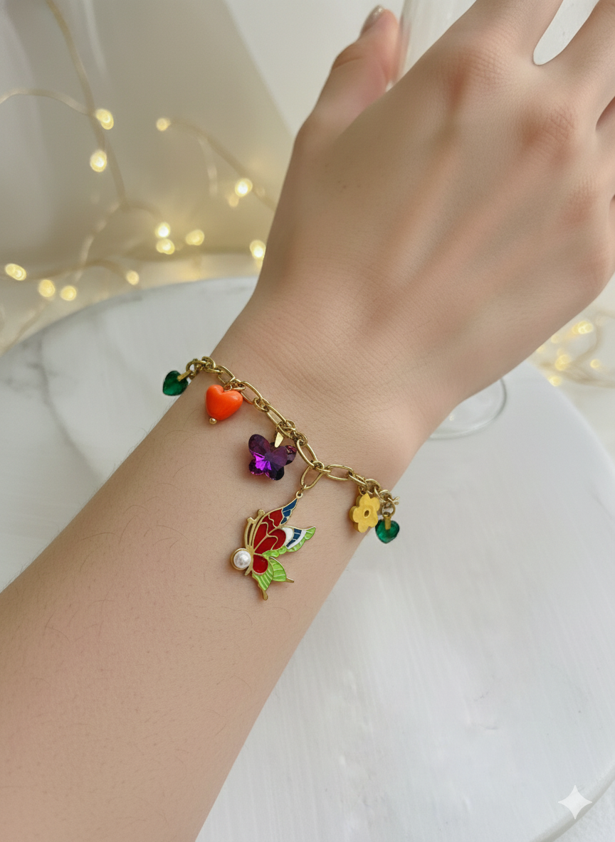 Rainbow Butterfly Charm Bracelet - Image 2