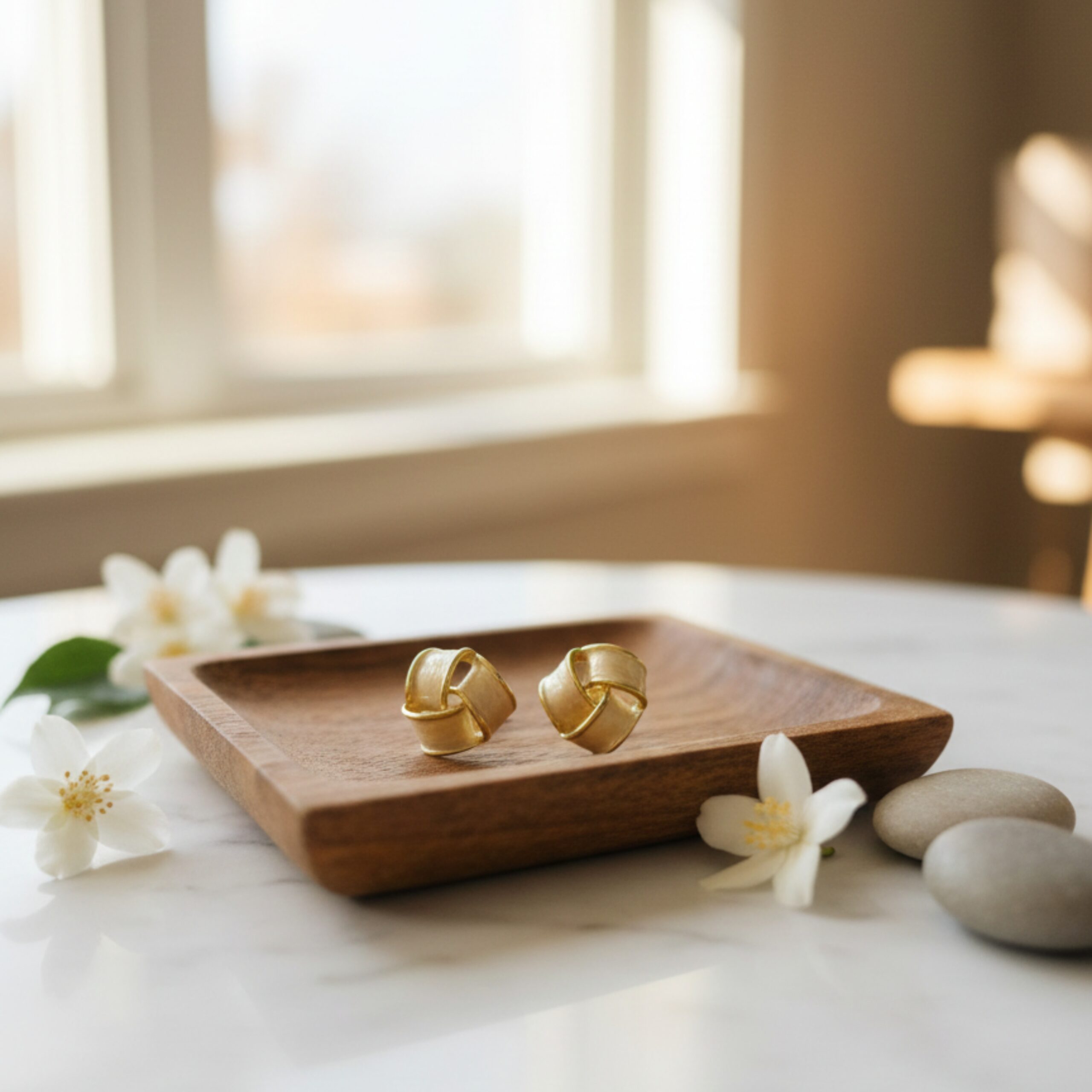 Gold Matte Finish Knot Earrings