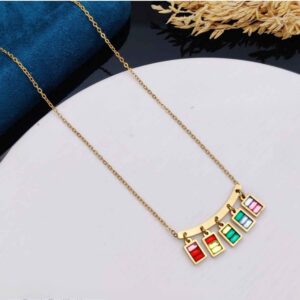 Multi-Color Gemstone Dangle Necklace