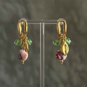 Hoops with Sea Shell and Gemstone Charms