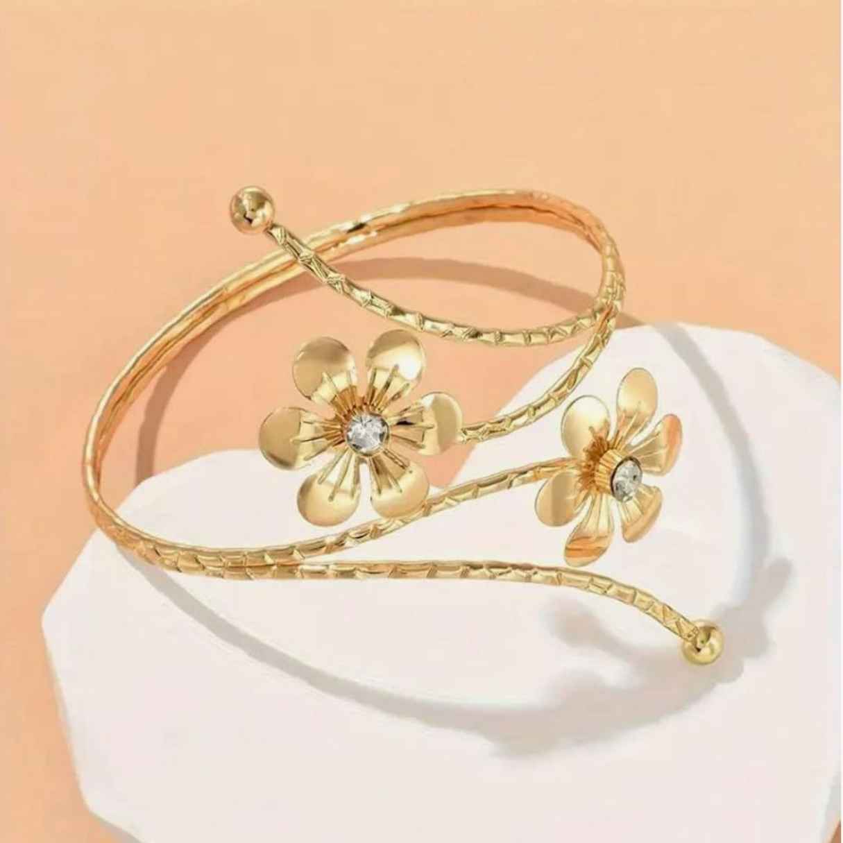 Twin Bloom Spiral Cuff - Image 2