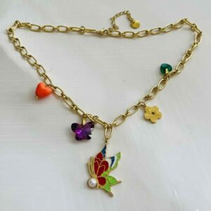 Rainbow Butterfly Charm Bracelet