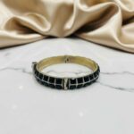 Noir Grid Antique Brass Bangle