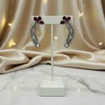 Ruby Leaf Vine Ear Cuffs