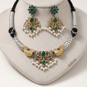 Lotus Green Pearl Jhumka Set