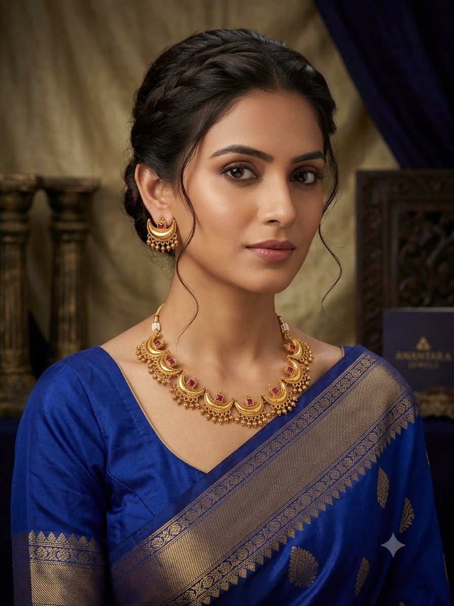 Chand necklace gold eith detailing stone - Image 3