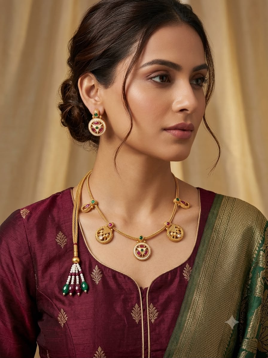 Gold Coin Stone Stud Set - Image 2