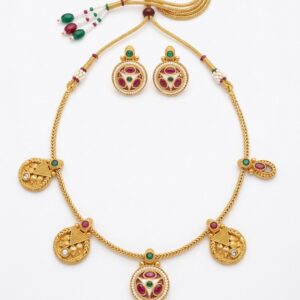 Gold Coin Stone Stud Set