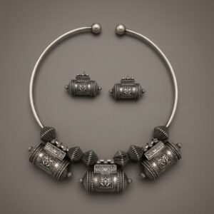 Premium Brass German Silver Hasli with Earrings