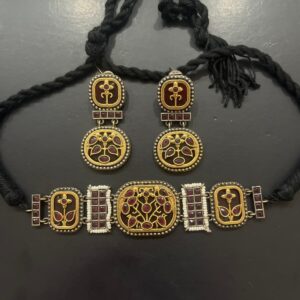 Sabyasachi Style German Silver Brass Choker Set with Kundan