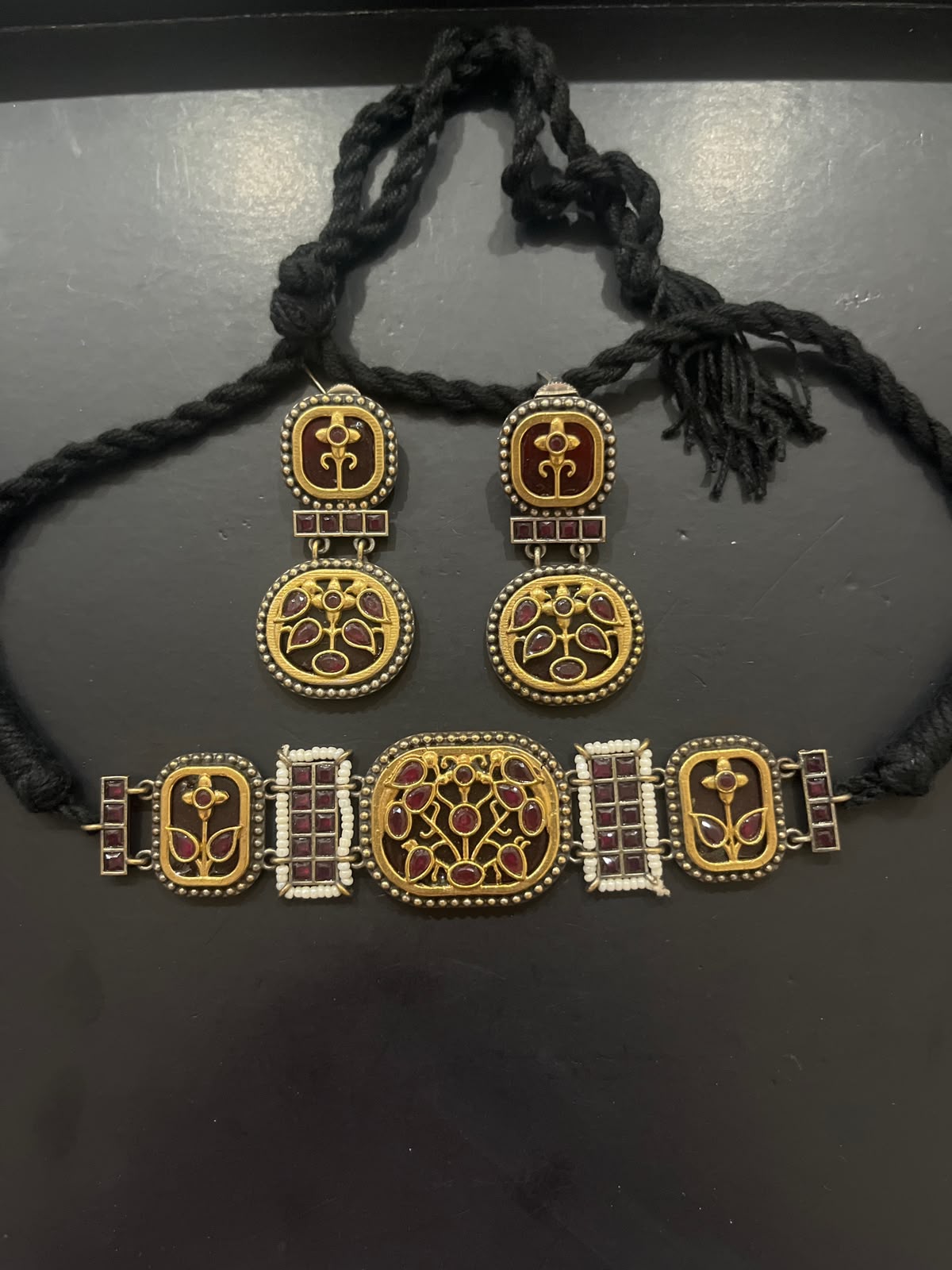 Sabyasachi Style German Silver Brass Choker Set with Kundan