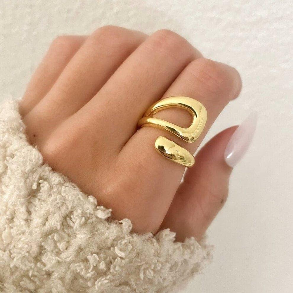 Modern Abstract Golden Wrap Ring - Image 2