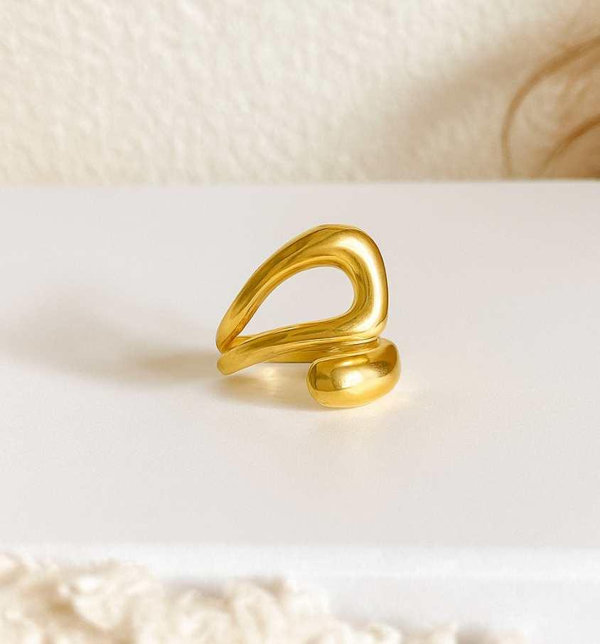 Modern Abstract Golden Wrap Ring