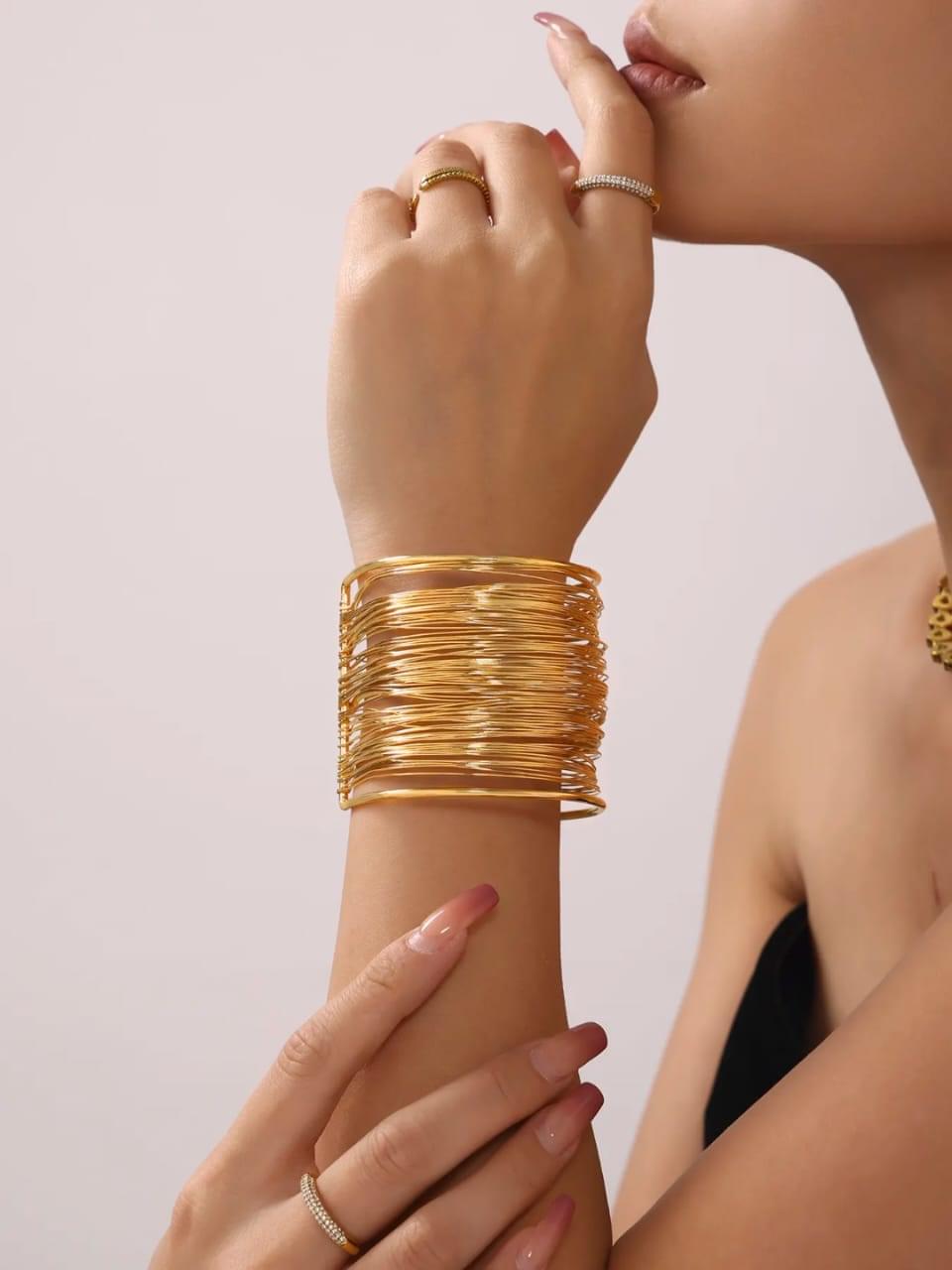 Gold Cuff Bracelet - Image 2