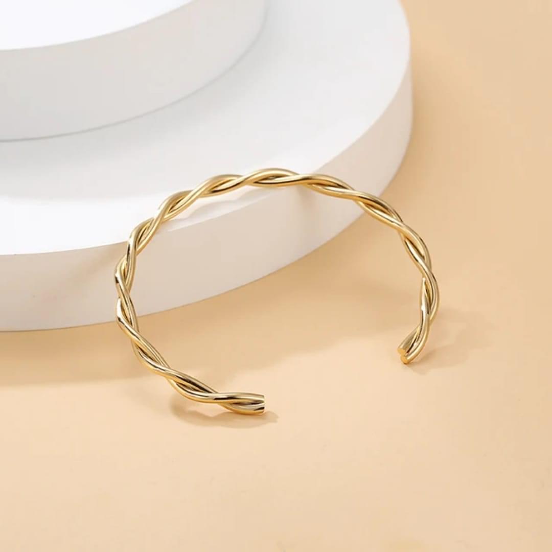 Gold Anti-Tarnish Braided Cuff Bracelet