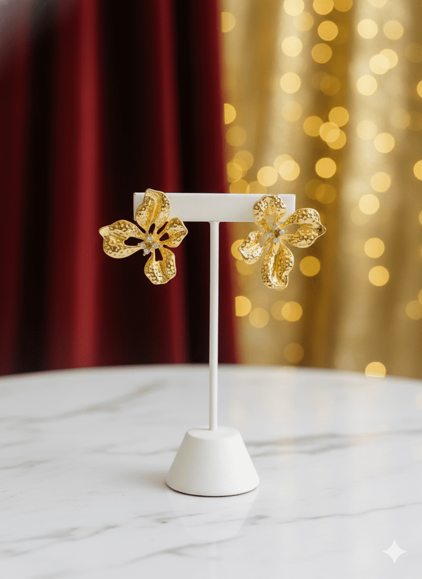 Gilded Petal Cascade Earrings - Image 3