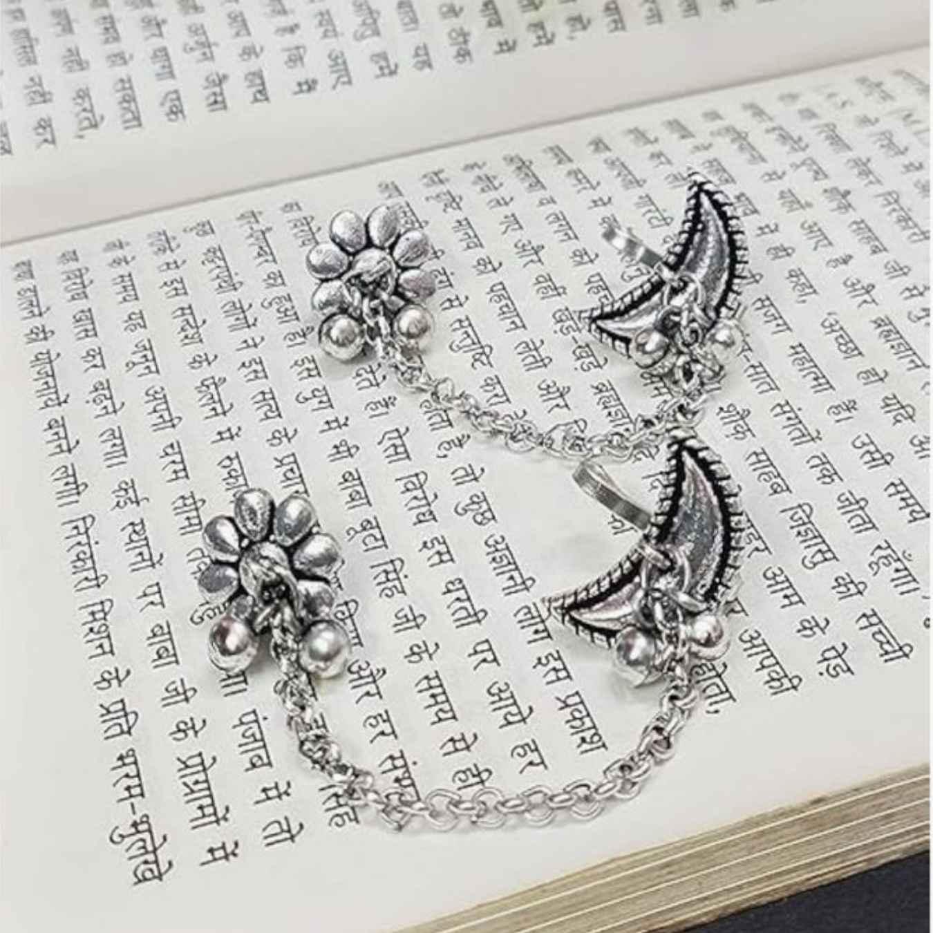 Lunar Floral Chain Ear Cuffs - Image 4