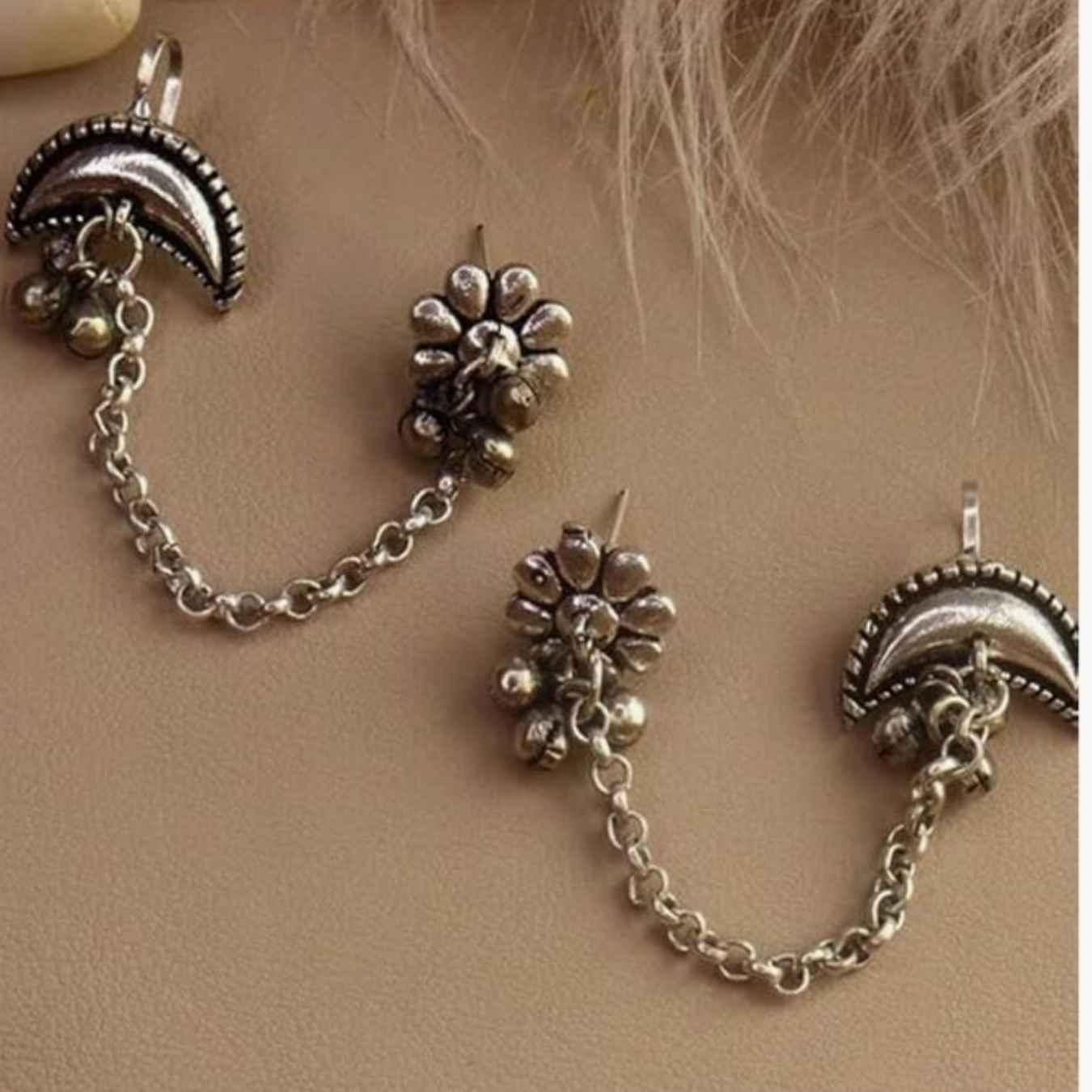 Lunar Floral Chain Ear Cuffs - Image 2